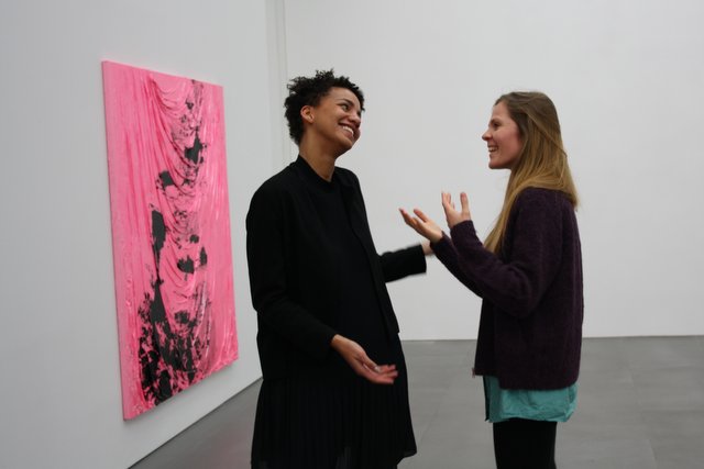 Mathilda Legemah and intern Merilin Talumaa at Carlier  Gebauer gallery
